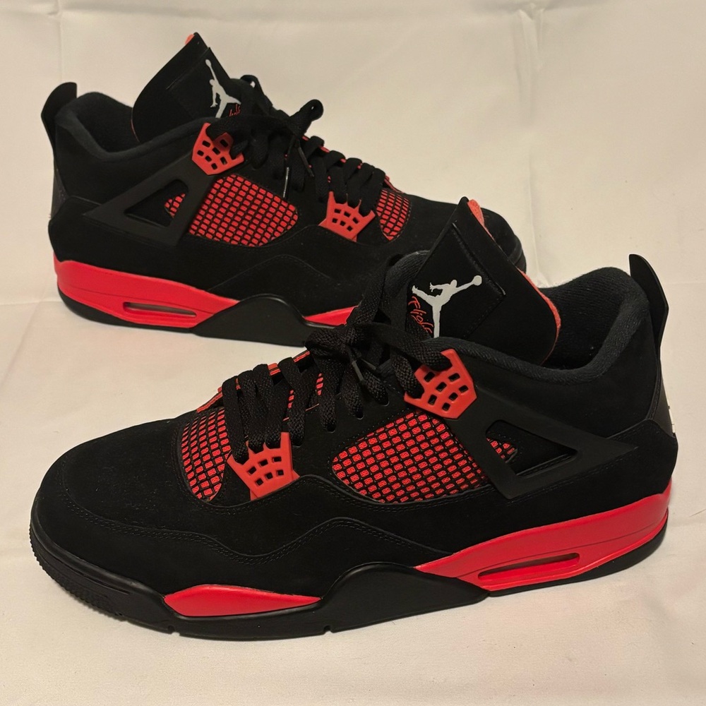 Nike Air Jordan 4 Retro Red Thunder Black Men's Size 14 Sneakers CT8527-016